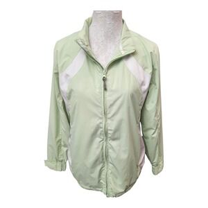 Heritage Cross Women's Windbreaker Jacket M Lime Green White Zip Water Resistant